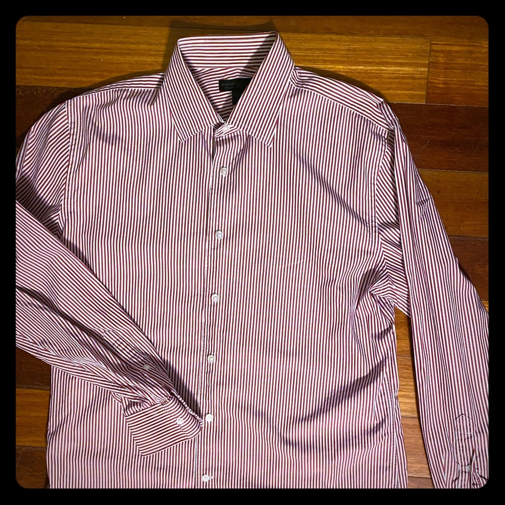 Casual red pin stripe button down